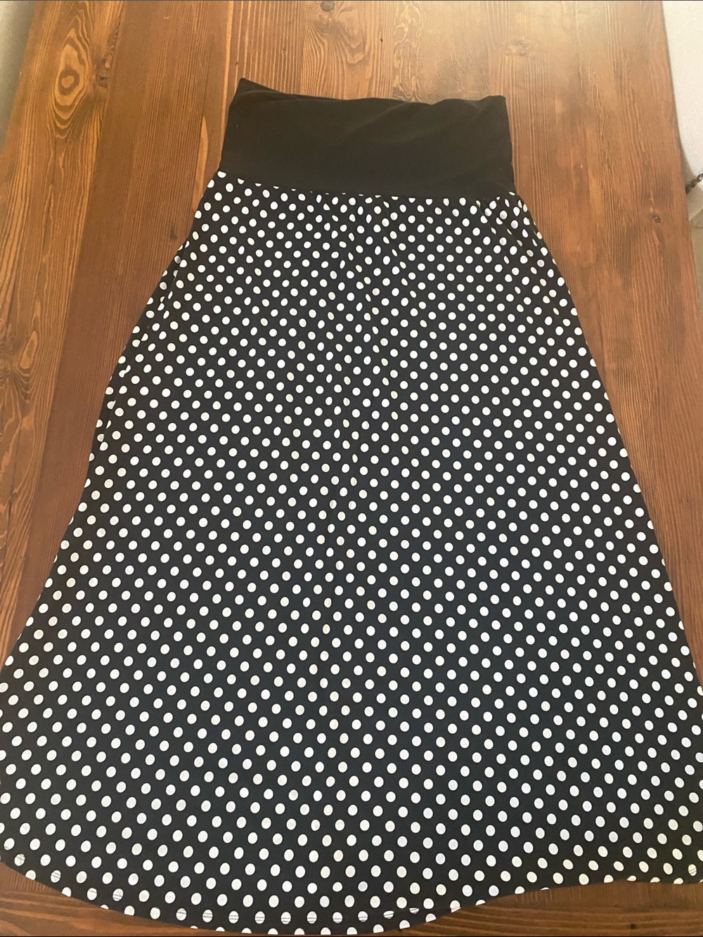 89th & Madison Black and White Polka Dot Maxi Skirt